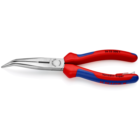 KNIPEX 26 22 200 T Flachrundzange mit Schneide (Storchschnabelzange)